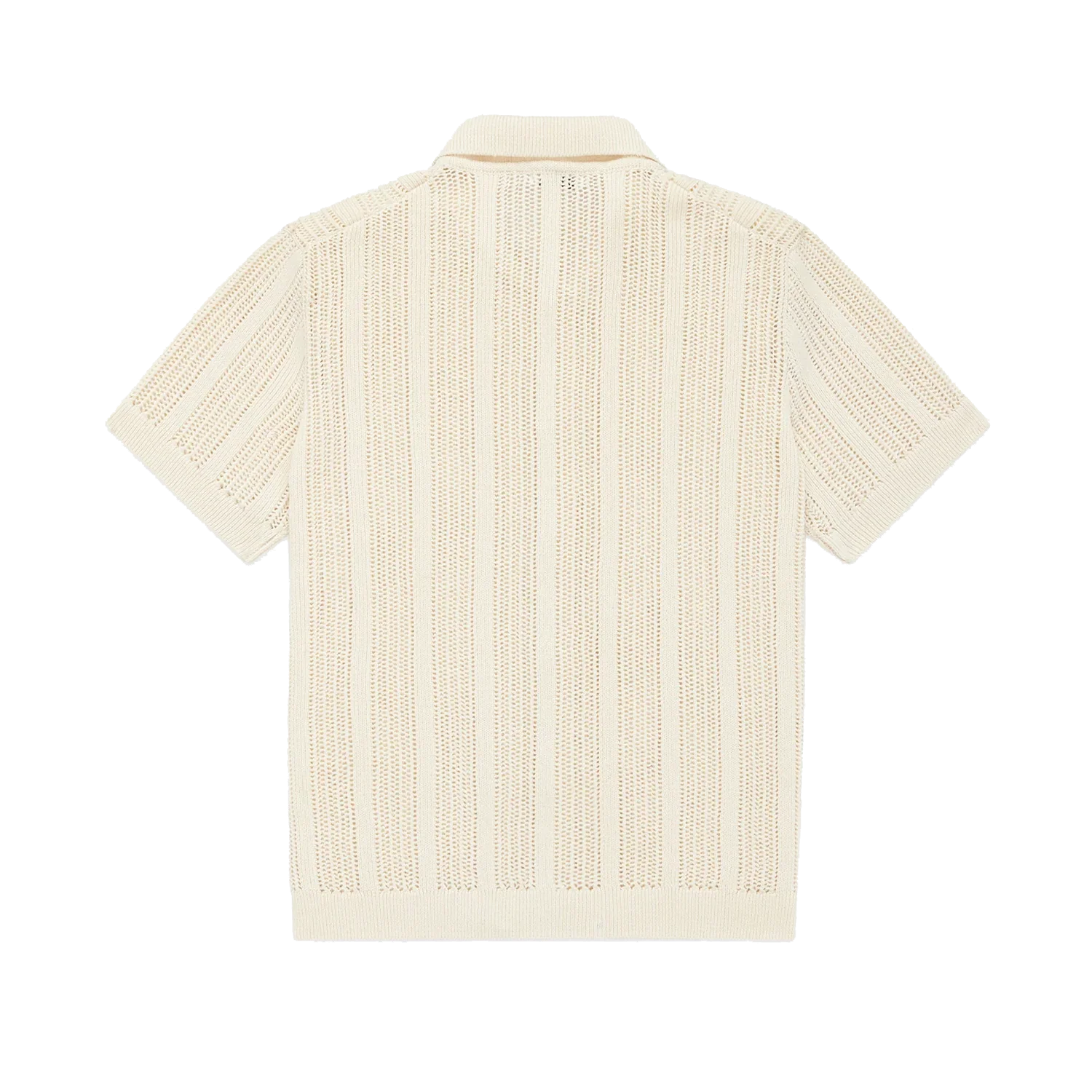 Short Sleeve Knit Shirt - Ecru Mesh Stripe - Image 4