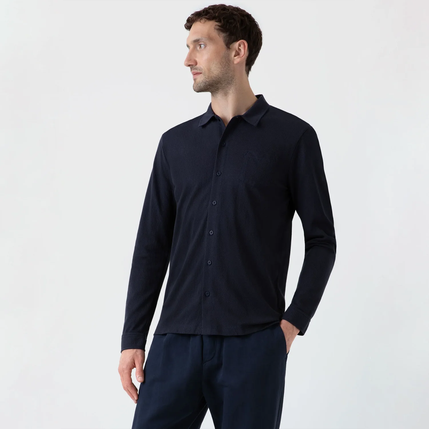 Long Sleeve Riviera Shirt - Navy - Image 3